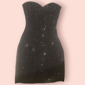 Windsor Black Sequin Strapless Bodycon Dress